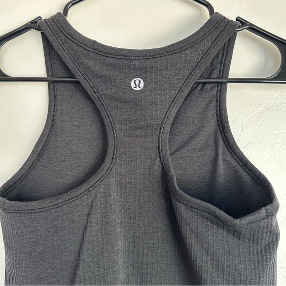 Lululemon Ebb to Street Ribbed Cropped Racerback Tank Top Charcoal Grey Size 6 - Picture 7 of 13